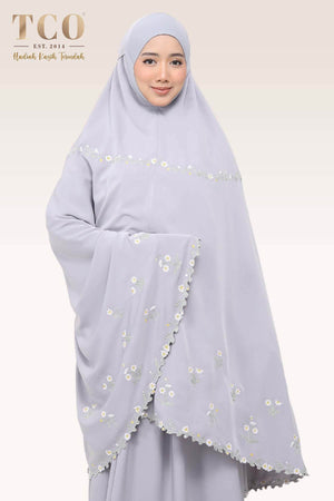 Telekung Daisy Luxe in Gray Lilac