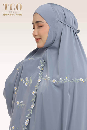 Telekung Daisy Luxe in Icy Gray