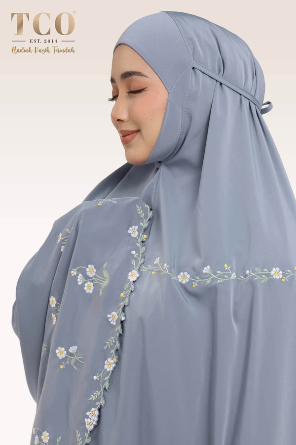 Telekung Daisy Luxe in Icy Gray