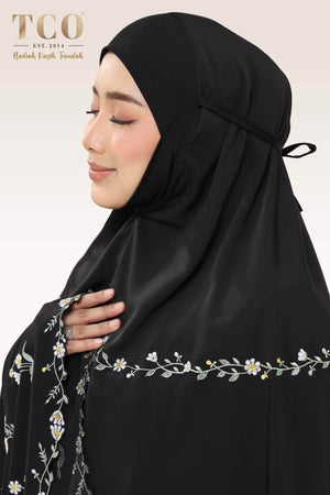 Telekung Daisy Luxe in Jet Black