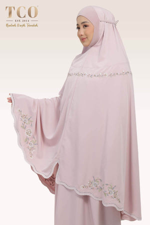 Telekung Kameela Luxe in Dusty Rose