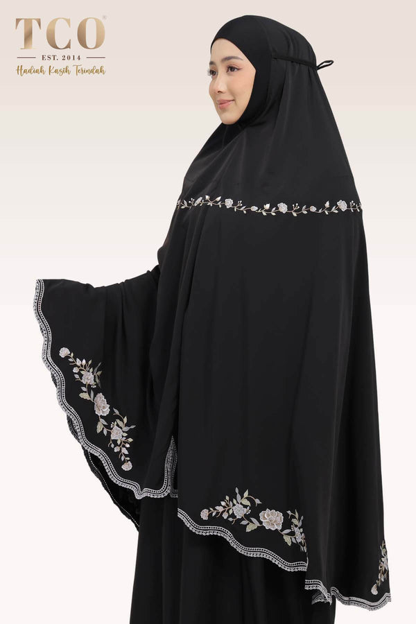 Telekung Kameela Luxe in Jet Black