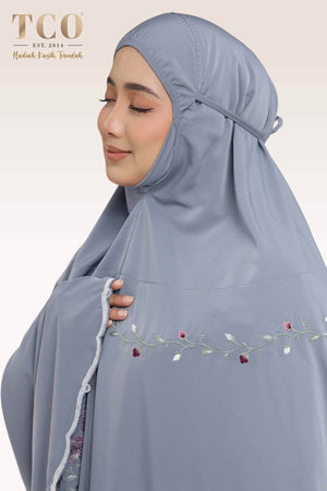 Telekung Mekar Luxe in Icy Gray
