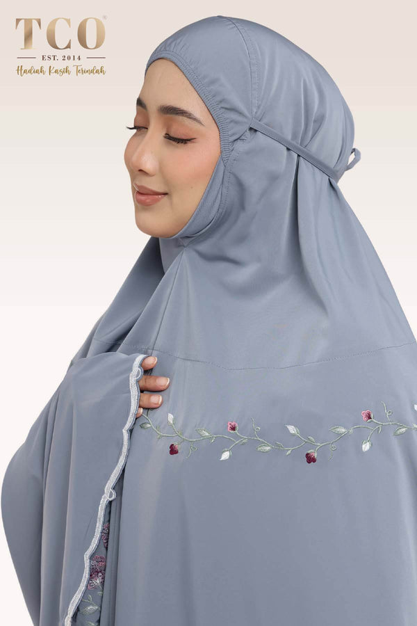 Telekung Mekar Luxe in Icy Gray