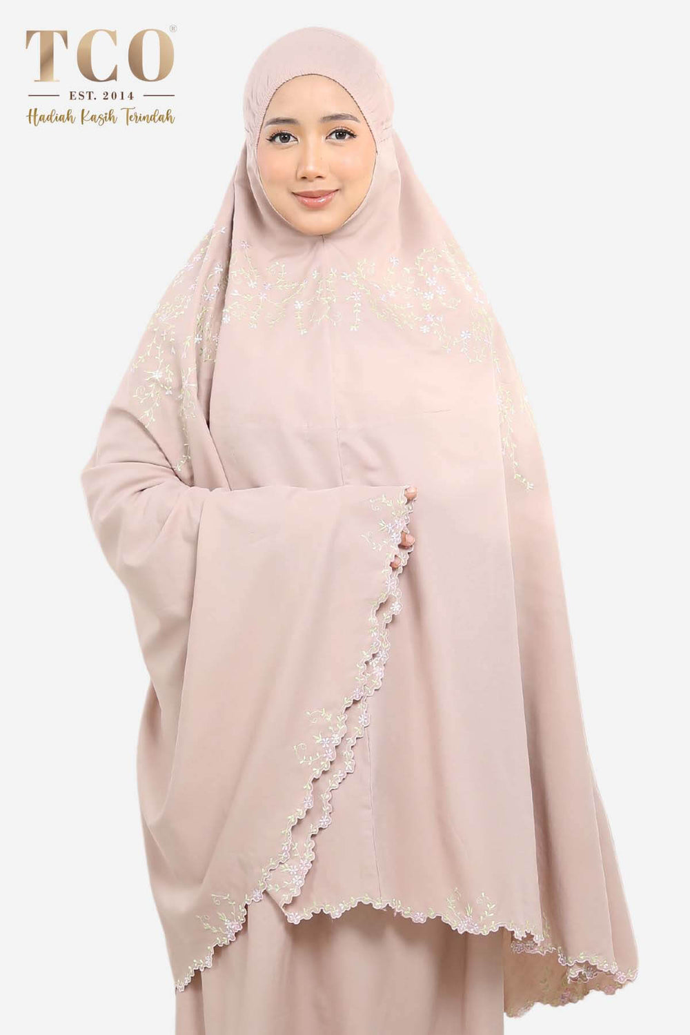 Telekung Melor in Light Latte