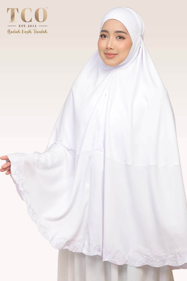 Nawa Mini Telekung in Pure White