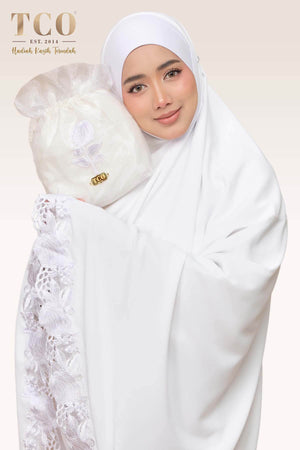 Telekung Nuur Fleur in Snow White Pure