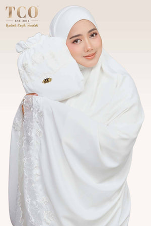 Telekung Nuur Rose in Off White Pure