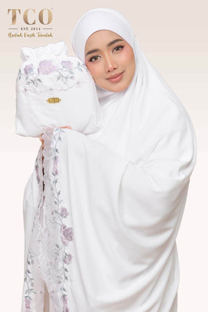 Telekung Nuur Rose in Snow White Lilac