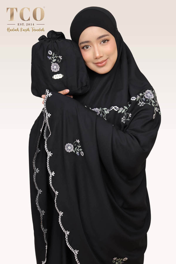 Telekung Pearl Ratna in Classic Black