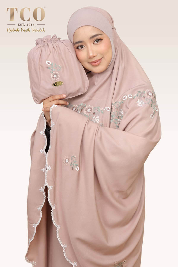 Telekung Pearl Ratna in Creamy Mocha