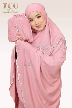 Telekung Pearl Ratna in Pastel Rose