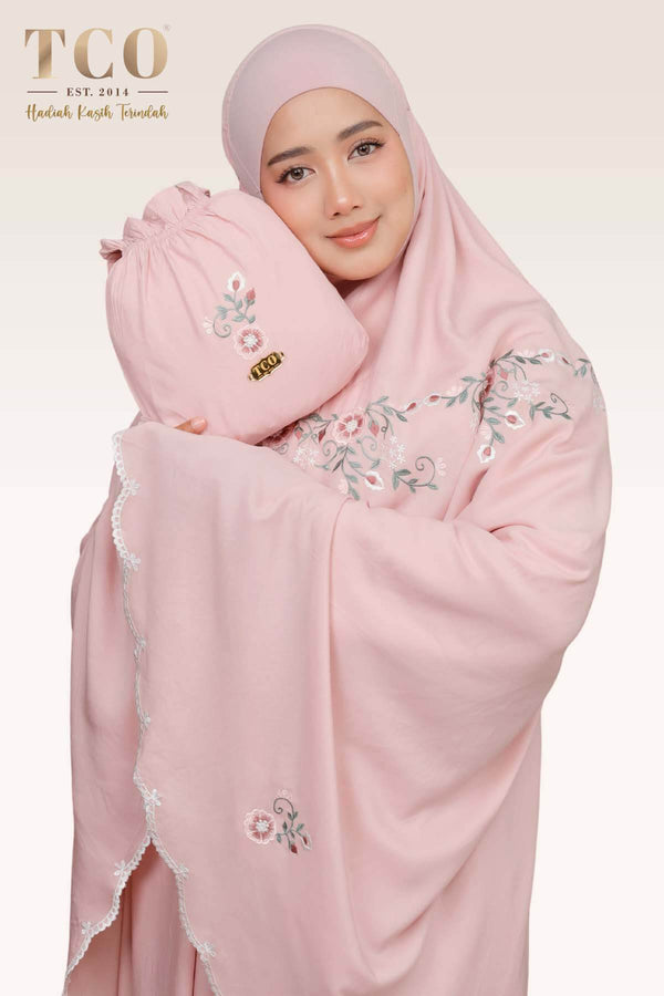 Telekung Pearl Ratna in Pinky Blush