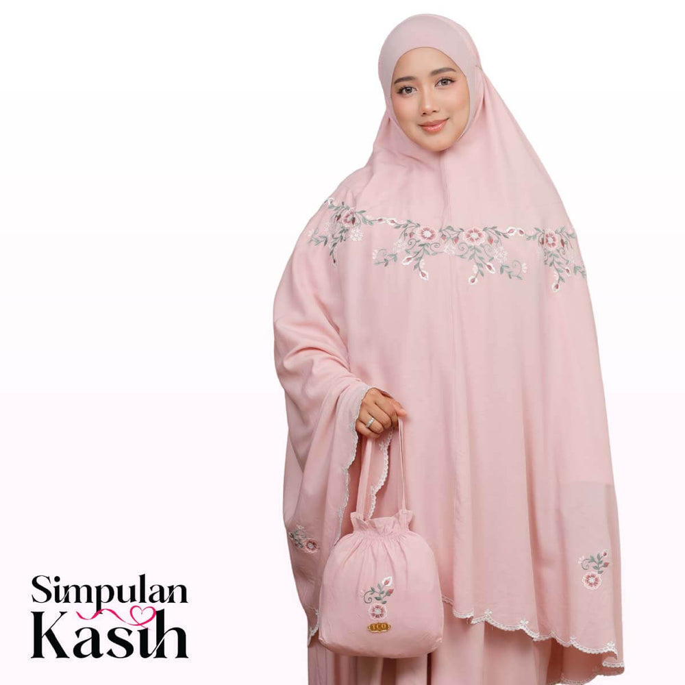Telekung Pearl Ratna in Pinky Blush