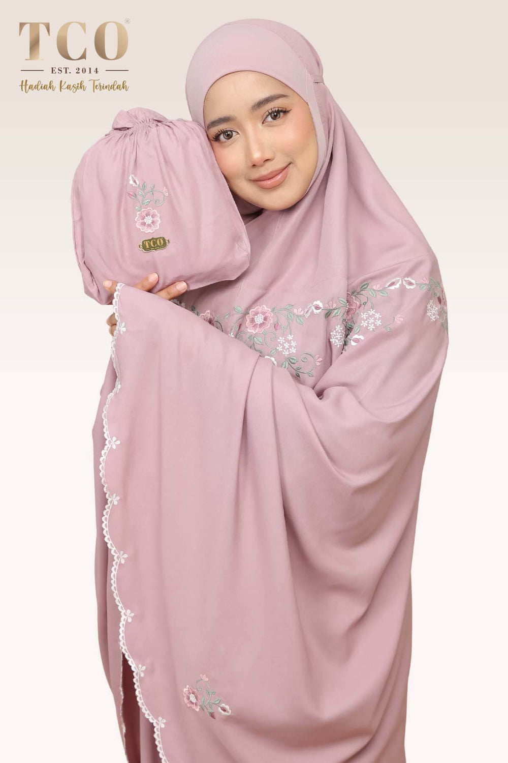 Telekung Pearl Ratna in Plum Mauve