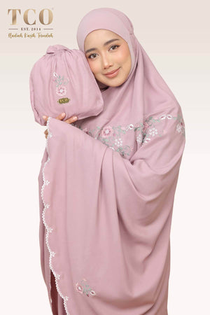 Telekung Pearl Ratna in Plum Mauve