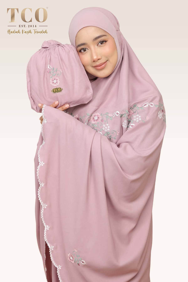 Telekung Pearl Ratna in Plum Mauve