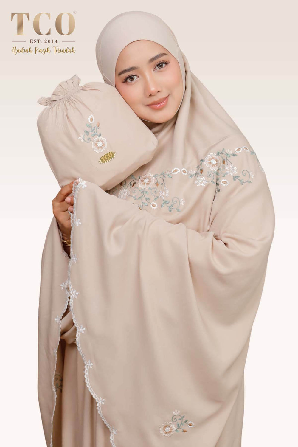 Telekung Pearl Ratna in Sandy Latte
