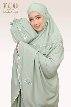 Telekung Pearl Ratna in Serene Green