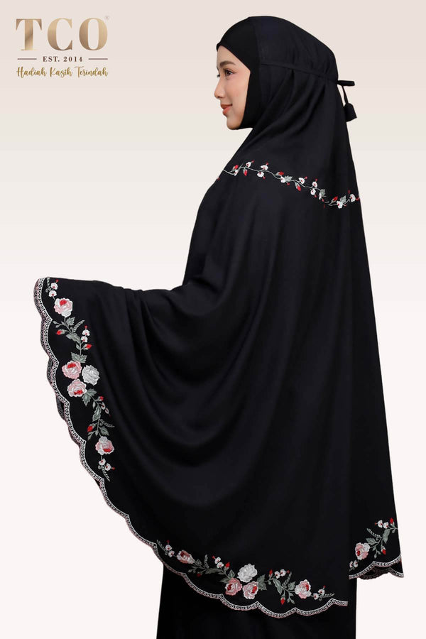 Telekung Pearl Rosabella in Classic Black
