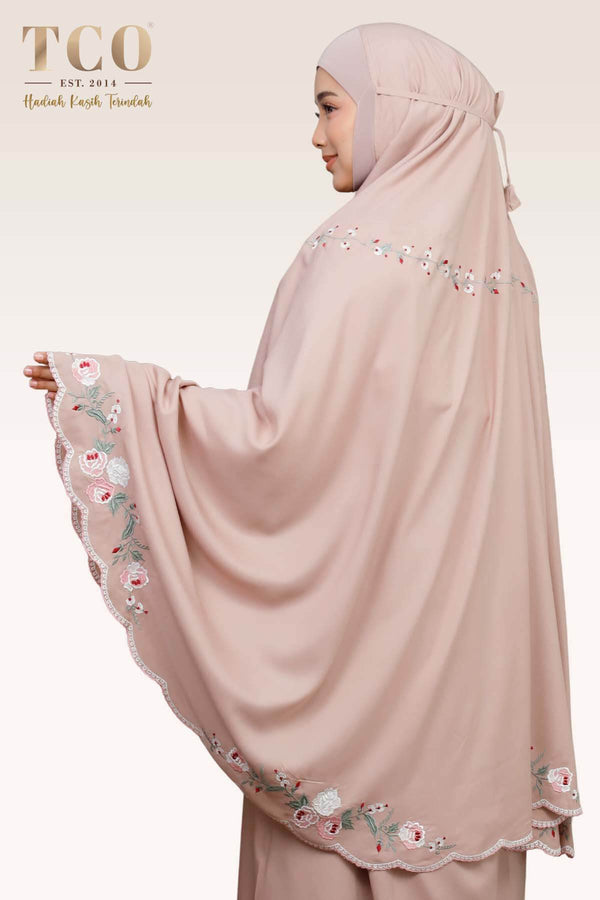 Telekung Pearl Rosabella in Creamy Mocha