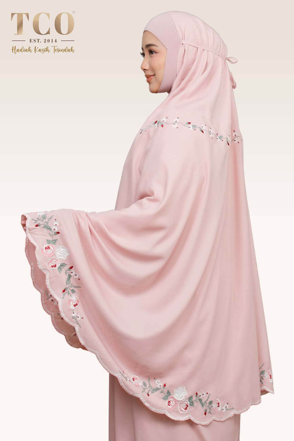 Telekung Pearl Rosabella in Pinky Blush