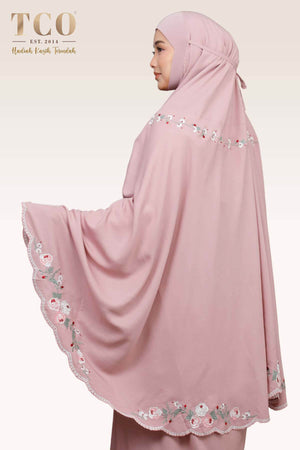 Telekung Pearl Rosabella in Plum Mauve