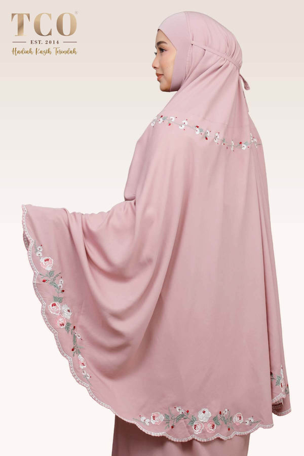Telekung Pearl Rosabella in Plum Mauve