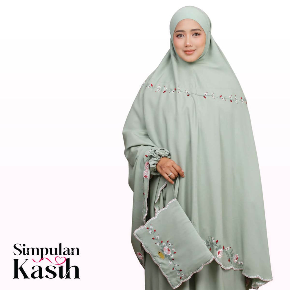 Telekung Pearl Rosabella in Serene Green