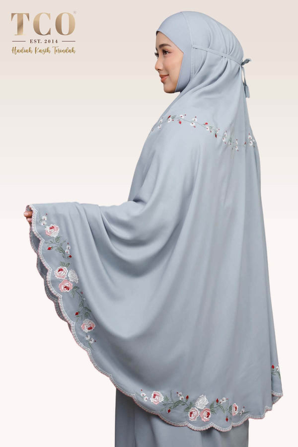 Telekung Pearl Rosabella in Smoky Bluish