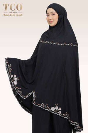 Telekung Pearl Yasmine in Classic Black
