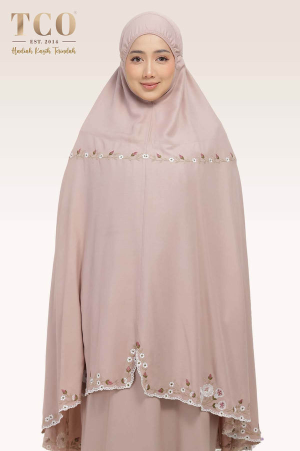 Telekung Pearl Yasmine in Creamy Mocha