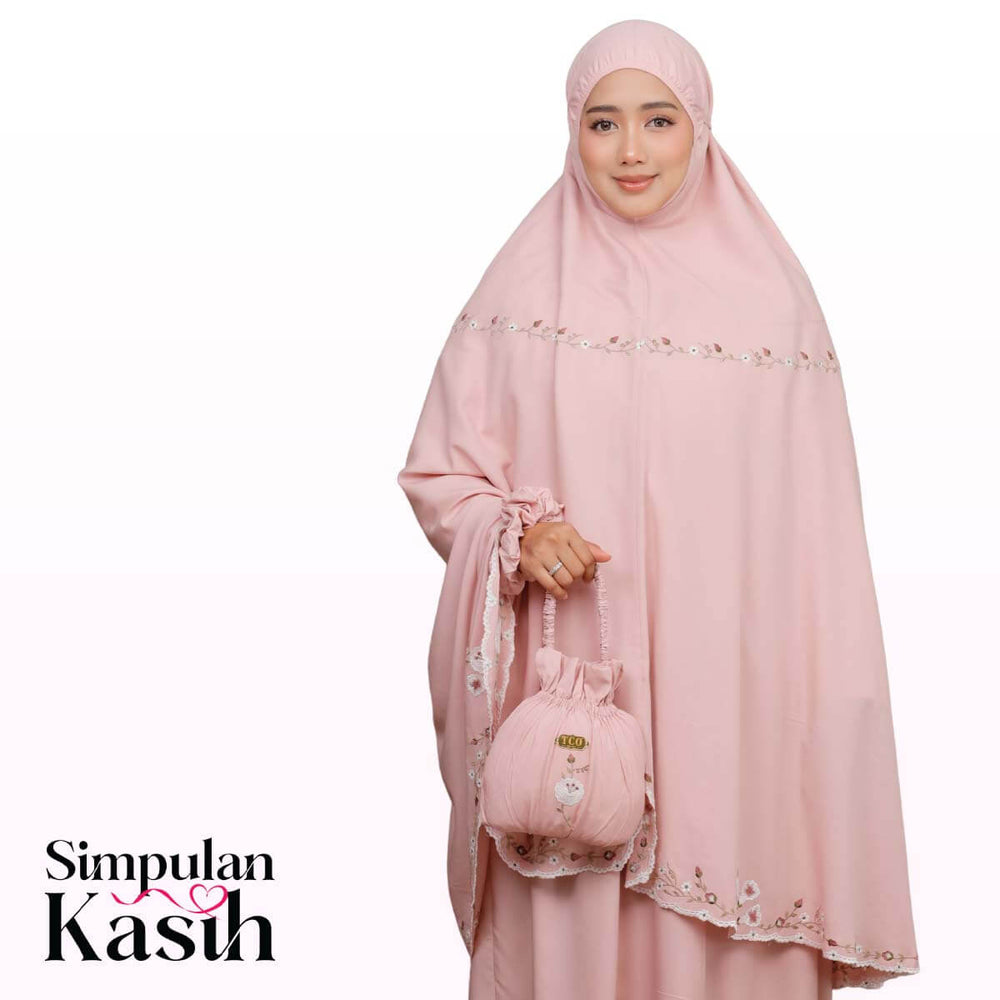 Telekung Pearl Yasmine in Pinky Blush