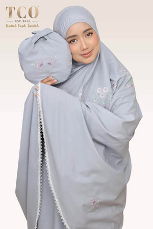Telekung Salma in Ash Gray