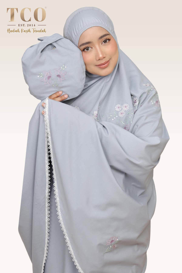Telekung Salma in Ash Gray