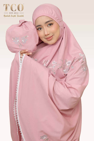 Telekung Salma in Dusty Pink