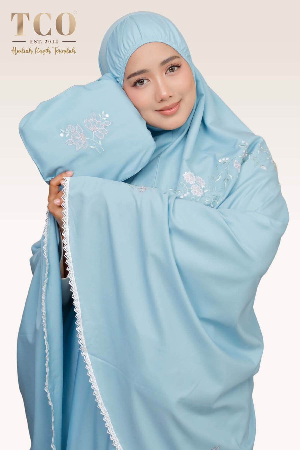 Telekung Salma in Light Aqua