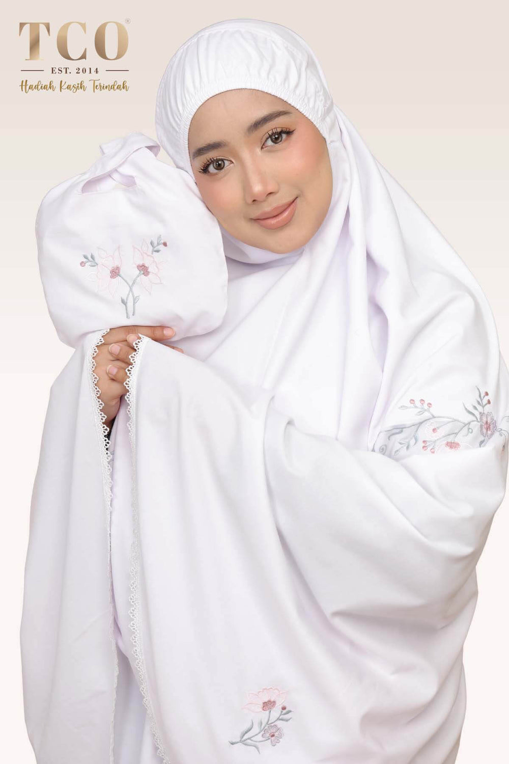 Telekung Salma in White