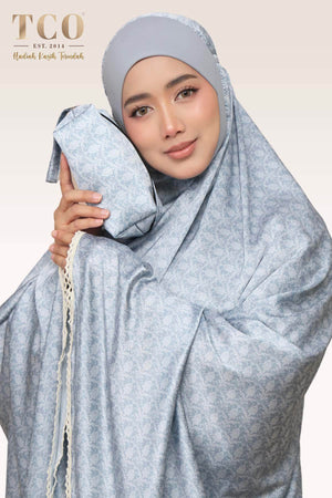 Telekung Travel Ezi Damask in Blue