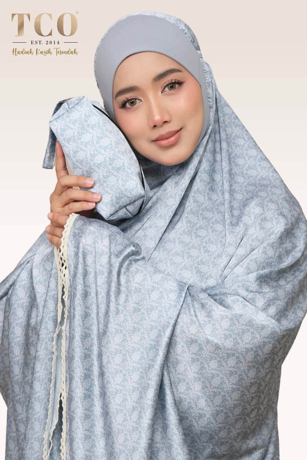 Telekung Travel Ezi Damask in Blue