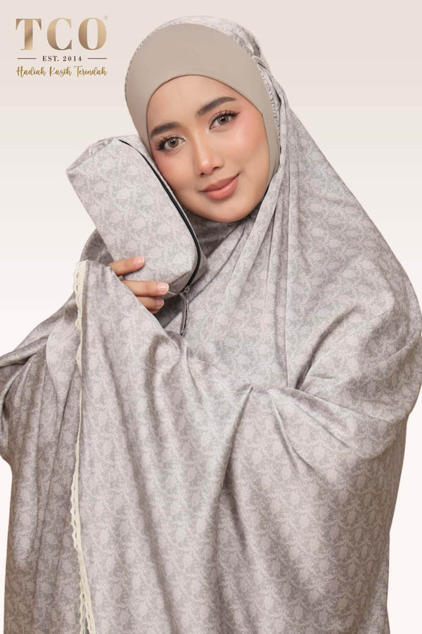 Telekung Travel Ezi Damask in Brown