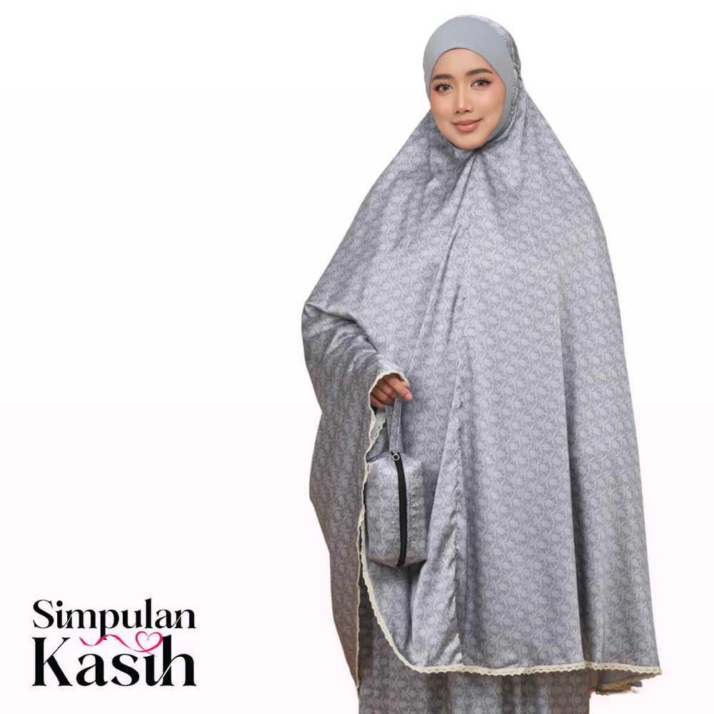 Telekung Travel Ezi Damask in Gray