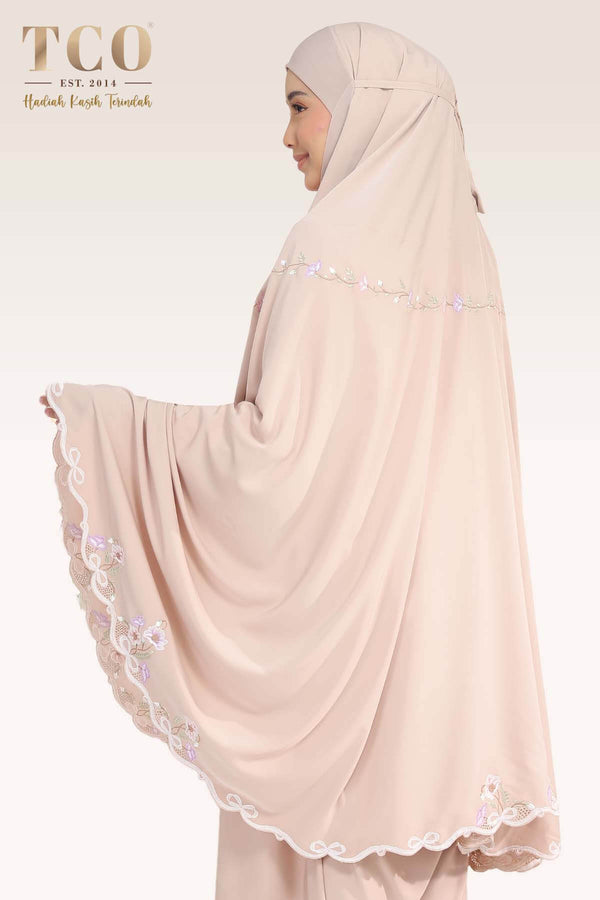 [LIMITED] Telekung Blossom Luxe in Almondy Latte