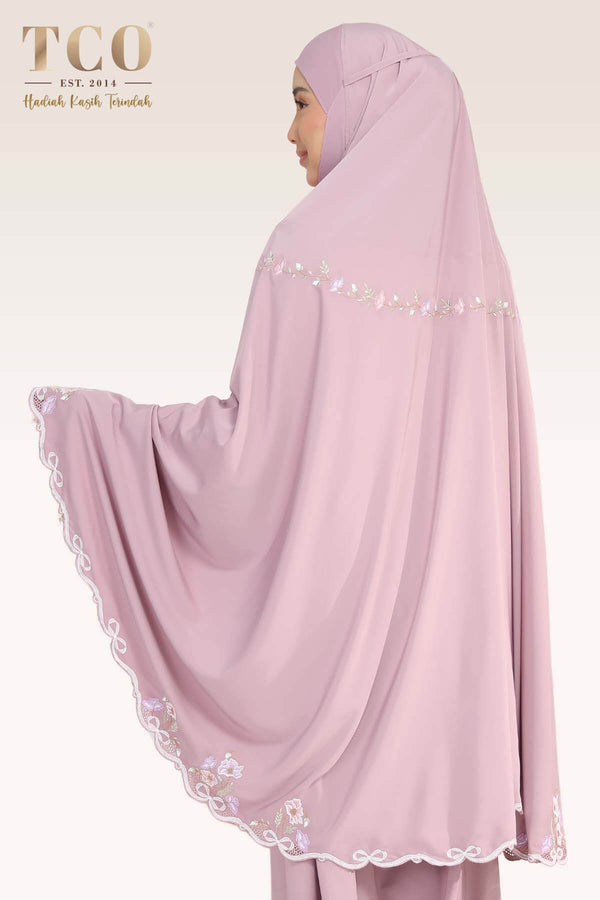[LIMITED] Telekung Blossom Luxe in Dusty Mauve