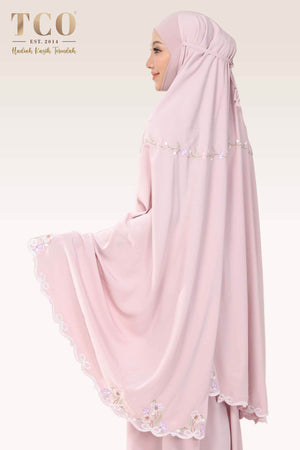Telekung Blossom Luxe in Dusty Rose