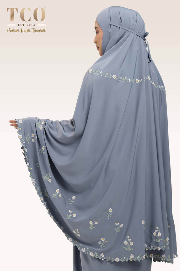 Telekung Daisy Luxe in Icy Gray