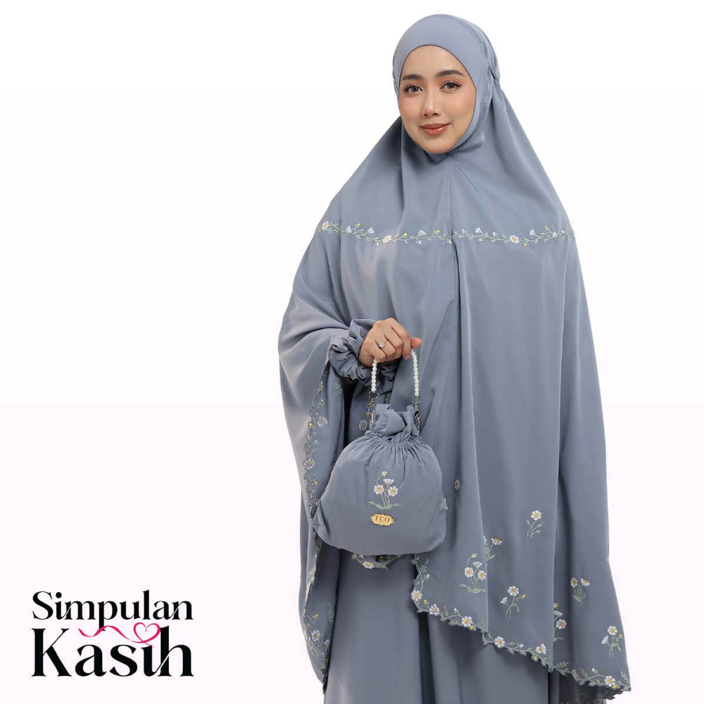 Telekung Daisy Luxe in Icy Gray