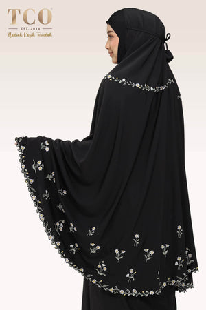Telekung Daisy Luxe in Jet Black
