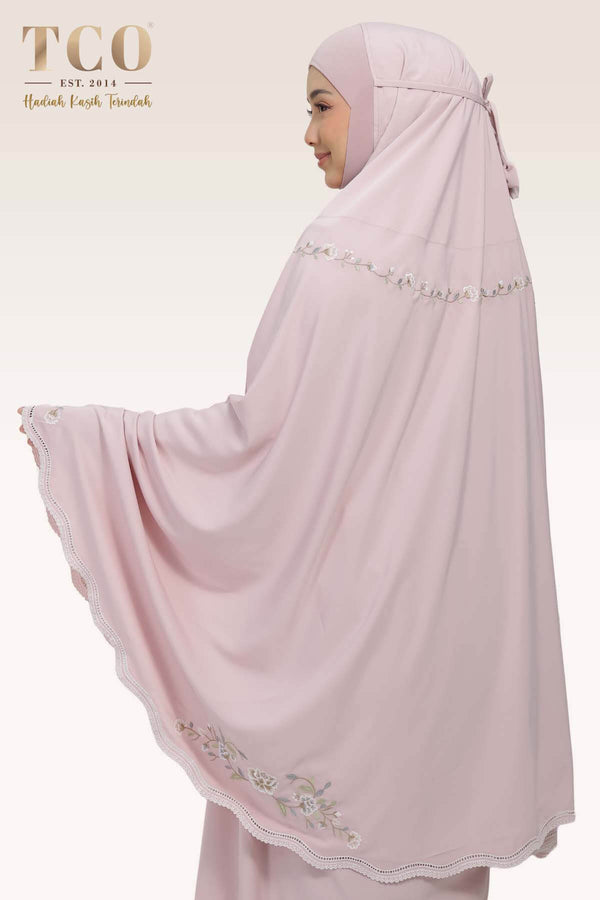 Telekung Kameela Luxe in Dusty Rose