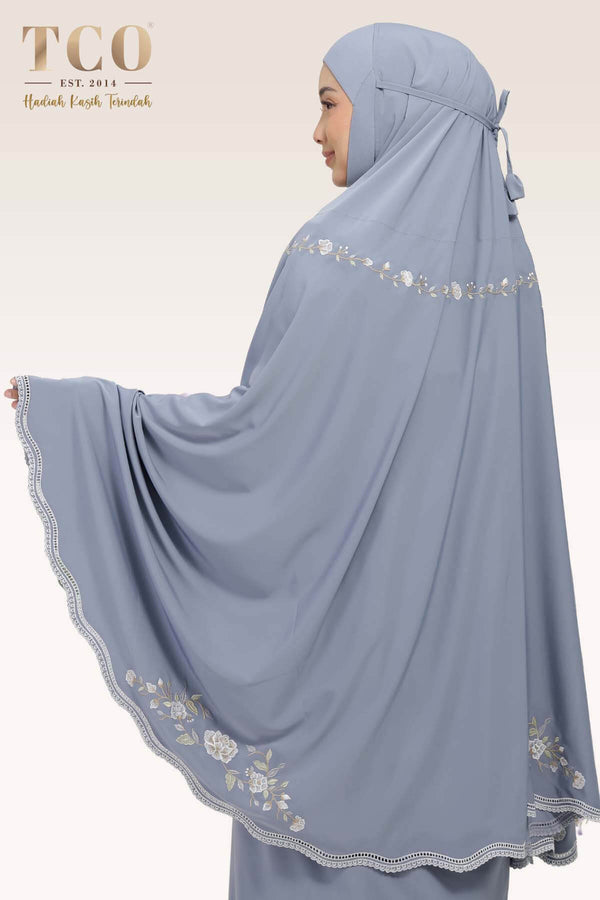 Telekung Kameela Luxe in Icy Gray